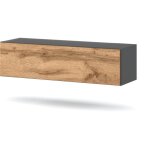 Meuble tv suspendu - 140 cm - gris chne wotan - design moderne - gain de place lgant