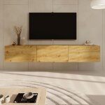 Petits - meubles - meuble tv suspendu 3 portes 180x35x29, 6 cm chêne clair - dallyn Petits - meubles - meuble tv suspendu 3 portes 180x35x29, 6 cm chêne clair - dallyn