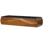 Meuble tv suspendu en bois d'acacia 124x40x25 naturel laqué / marbre noir montreal 131 Meuble tv suspendu en bois d'acacia 124x40x25 naturel laqué / marbre noir montreal 131
