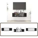 Meuble tv suspendu noir 100x30x26, 5 cm bois d?ingnierie - meuble tv suspendu - meuble tv noir - meuble ...