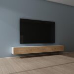 Mai&mai - meuble tv suspendue armoire avec soft - close table tv pour le salon blanc mat + marron clair ...