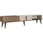 Meuble tv, table tv, lowboard stand noyer travertine