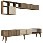 Meuble tv, table tv, lowboard unit noyer travertine
