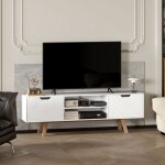 Pergar - meuble tv, meuble tv pour t�l�viseurs jusqu'� 65 pouces, avec 2 caissons et 2 �tag�res, 150 ...