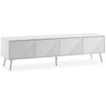 Meuble tv telmo 4 portes couleur blanc 160 cm