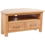 Vidaxl ? meuble tv en bois de ch�ne solide avec tiroir ? dimensions 88 x 42 x 46 cm ? sortie c�bles pratique ...