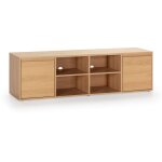 Meuble tv tori 2 portes 4 trous, couleur chne, 160 cm