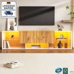 Meuble tv � trois niveaux, peut accueillir un t�l�viseur jusqu'� 70 pouces, avec plateau en verre, 2 ...