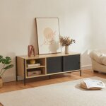 [en. casa] - meuble tv tysnes 120 x 40 x 45 cm effet chne noir