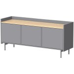 Meuble tv velina, gris / chne, 140x63cm avec 3 portes, vicco