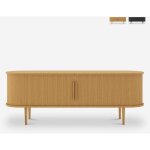 Meuble tv vintage en bois avec portes coulissantes cann�es fersit - bois neutre