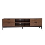 Meuble tv vintage finition bois foncé noyer et métal noir avec rangements l180 cm sarto Meuble tv vintage finition bois foncé noyer et métal noir avec rangements l180 cm sarto