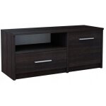 Meuble tv weng� - banc tv, table tv avec 1 porte et 2 �tag�res - 98 x 35 x 42 cm