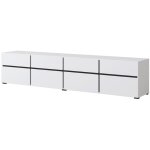 Meublorama - meuble tv xl coloris blanc et noir 225cm collection havana. meuble design avec 4 portes ...