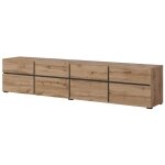Meublorama - meuble tv xl coloris ch�ne et noir 225cm collection havana. meuble design avec 4 portes ...