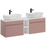 Meubles vasques � poser + 1 �l�ment - 140 cm - emblematic rose - livraison gratuite