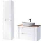 Meuble vasque � poser 100 cm + colonne murale oceanie white - livraison gratuite