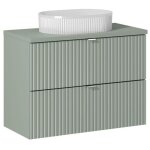 Meuble vasque à poser 80 cm + plateau - a tiroirs - vert roseau - livraison gratuite Meuble vasque à poser 80 cm + plateau - a tiroirs - vert roseau - livraison gratuite