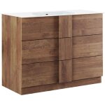 Meuble vasque 82cm 3 tiroirs aspect bois finition mercure - zeus