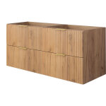 Meuble vasque, ch�ne craft, 120 (2 � 60) � 57 � 46 cm, poign�e dor�e, sans plan de travail