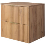 Meuble vasque, ch�ne craft, 60 � 57 � 46 cm, poign�e dor�e + plan de travail