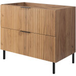 Meuble vasque, ch�ne craft + poign�e noire, 80 � 77 � 46 cm, sans plan de travail, pieds noirs