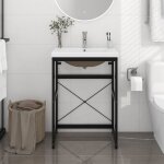 Meuble avec vasque inclus, tagre de salle de bain avec vasque noir fer fr403821 design in