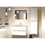 Sanitaire - meuble vasque jupiter 3. 0 blanc brillant 80 cm avec miroir reflet