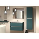 Meuble vasque jupiter 3. 0 bleu canard 80cm avec miroir elegance