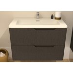 Sanitaire - meuble vasque luna tiss gris 80 cm - sans miroir