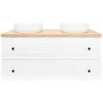 Meuble vasque de salle de bain blanc et bois clair forli 120x53x46 cm blanc (forli120bid) - naturel