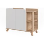 Vicco - meuble vasque simple karen, sonoma / blanc, 80x65cm avec 2 portes