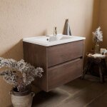 Meuble vasque suspendu alixia 70 cm - chne fonc