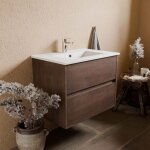 Meuble vasque suspendu alixia 70 cm - chne fonc