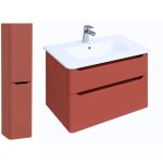 Meuble vasque suspendu vitra sento round 120cm terracotta mat + colonne version gauche