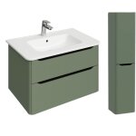 Meuble vasque suspendu vitra sento round 80cm vert mat + colonne version droite
