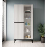 Bobochic - meuble vitrine h200 cm 2 portes kasha pieds noirs blanc