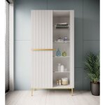 Bobochic - meuble vitrine h200 cm 2 portes kasha pieds or blanc