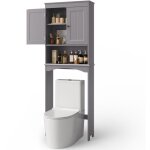 Meuble wc bealife �tag�re au - dessus de toilette sur pied rangement avec 2 portes �tag�res r�glables ...