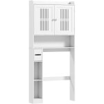 Meuble wc dessus de toilette 2 portes ajour�es �tag�re 3 niches + rouleau papier blanc