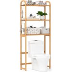 Meuble wc au - dessus des toilettes, en bambou � 3 niveaux avec 3 crochets, �tag�res et barres r�glabe ...
