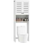 Meuble wc dessus de toilette / machine � laver - homcom - avec placard � porte double, portes � persiennes ...