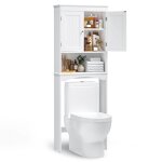 Bealife meuble wc Étagère au - dessus de toilette sur pied rangement avec compartiment ouverts 2 portes ... Bealife meuble wc Étagère au - dessus de toilette sur pied rangement avec compartiment ouverts 2 portes ...