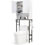 Costway - meuble wc, meuble machine  laver, rangement de salle de bain  2 portes et compartiment ouverte, ...