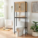 [en. casa] - meuble wc tervola 172 x 63 x 27 cm noir naturel