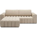 Meubler design - canap� d'angle velours capitonn� bozen ? convertible et rangement - beige - angle gauche ...