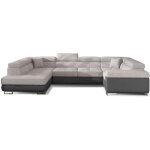 Meubler design - canapé convertible panoramique tovy tissu et simili cuir - têtières réglables - gris ... Meubler design - canapé convertible panoramique tovy tissu et simili cuir - têtières réglables - gris ...