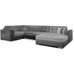 Meubler design - canap� panoramique convertible diano velours - gris clair / gris - m�ridienne a droite ...