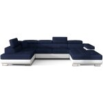 Meubler design - canapé panoramique convertible romano - rangement et appuie - têtes réglables - blanc ... Meubler design - canapé panoramique convertible romano - rangement et appuie - têtes réglables - blanc ...
