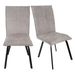 Meubletmoi - lot 2 chaises tissu effet maille taupe et pieds mtal noir ? aria 2